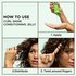 How to use Garnier Fructis Curl Shine Conditioning Jelly in 3 steps: 1. Apply to palm, 2. Distribute through hair, 3. Twist curls around fingers for definition.