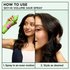 A two-step "HOW TO USE" graphic. Step 1 shows a woman spraying the product, labeled "Spray in an even motion." Step 2 shows her with styled hair, labeled "Style as desired".