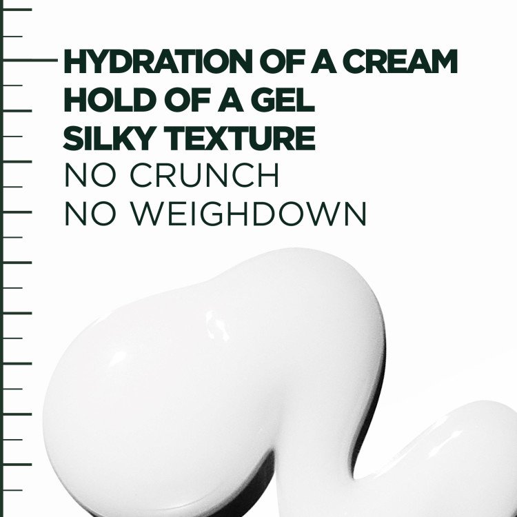 Hydration of a cream, hold of a gel, silky texture with no crunch or weighdown