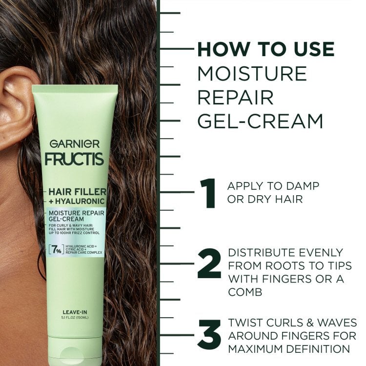 How to use moisture repair gel cream: apply evenly to dry or damp hair, distribute evenly, then twist curls and waves around fingers