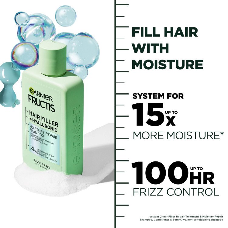 Hair Filler + Hyaluronic Moisture Repair Shampoo fills hair with moisture