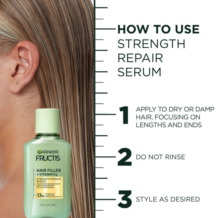 How to use strength repair serum: apply evenly to wet hair, do not rinse, then style as desired