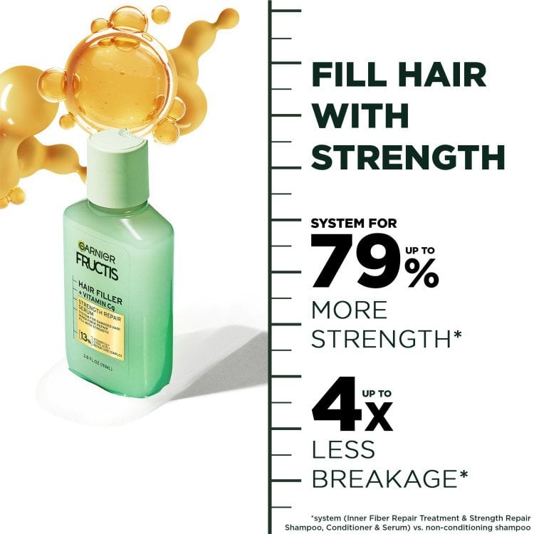 Hair Filler + Vitamin Cg Strength Repair Serum fills hair with strength