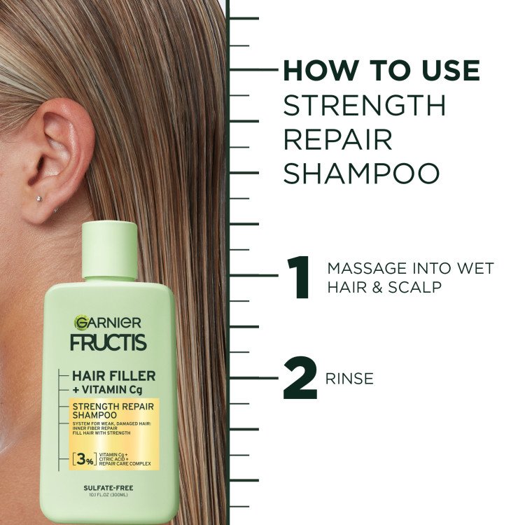 How to use strength repair shampoo: massage and wet hair and scalp, then rinse