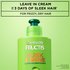 Close-up of a bottle of Garnier Fructis Sleek & Shine Leave-In Conditioner, with text that claims "Up to 3 days of sleek hair with system of Sleek & Shine Shampoo, Conditioner and Leave-in Cream. For frizzy, dry hair".