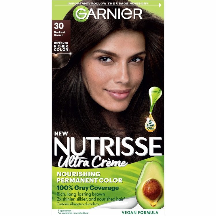 Darkest Brown Hair Color Nutrisse Ultra creme Nourishing permanent color Gray Coverage - Garnier