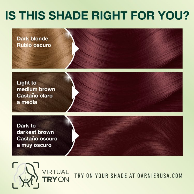 Medium Reddish Brown Dark Blonde Hair Light to Medium Brown Hair Dark to Darkest Brown Hair - Garnier