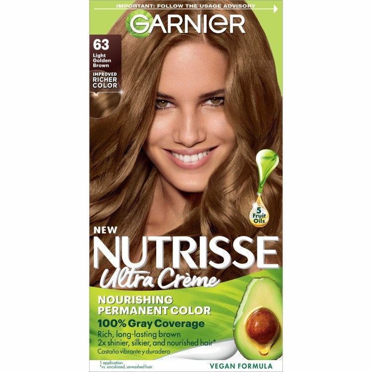 Light Golden Brown Hair Color Nutrisse Ultra creme Nourishing permanent color Gray Coverage - Garnier