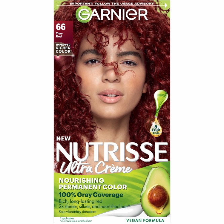 True Red Hair Color Nutrisse Ultra creme Nourishing permanent color Gray Coverage - Garnier