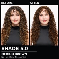 Model demonstrating the Olia hair color transformation.