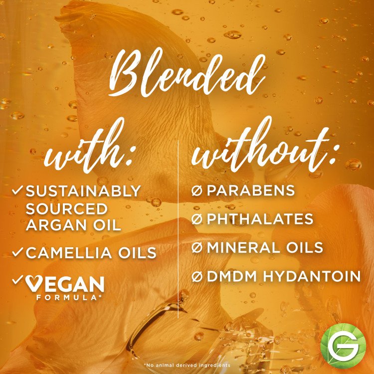 Blended with Sustainably sourced Argan Oil & Camellia Oils, with a Vegan formula. Formulated without Parabens, Phthalates, Mineral Oils, or DMDM Hydantoin