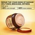 Key benefits of Garnier Whole Blends Honey Treasures hair mask: open jar showcasing creamy texture and clinical claims of up to +49% more hair strength and +83% more moisture for damaged hair.