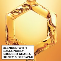 Garnier 3 Honey Complex graphic for Whole Blends Honey Treasures: highlighting nourishing acacia, manuka, and lavender honey ingredients for intensive hair repair.
