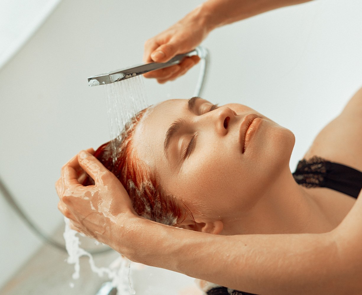Massage hair and rinse