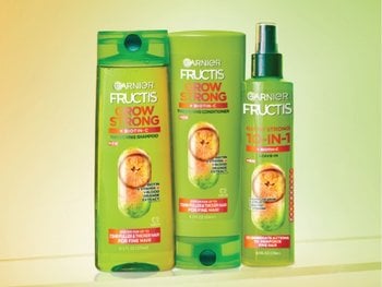 Strengthen and repair your hair with Garnier Fructis products enriched with vitamin C, promoting healthy growth and shine.