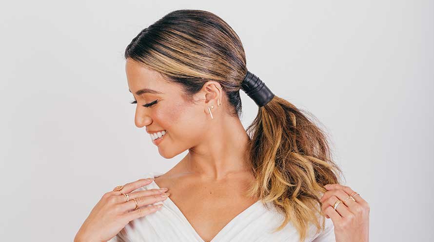 Garnier Hair Style Leather-Wrapped Ponytail Hairstyle