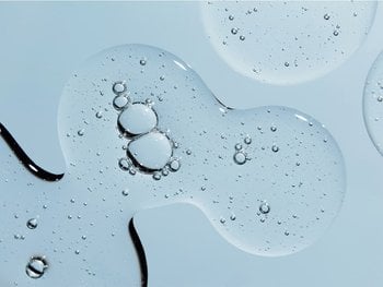 A close-up image of a gel-cream texture with hyaluronic acid.
