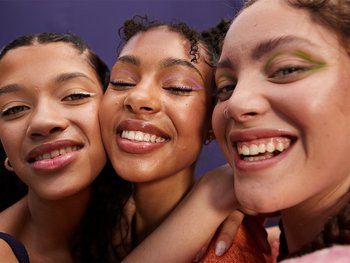 Three faces close together.