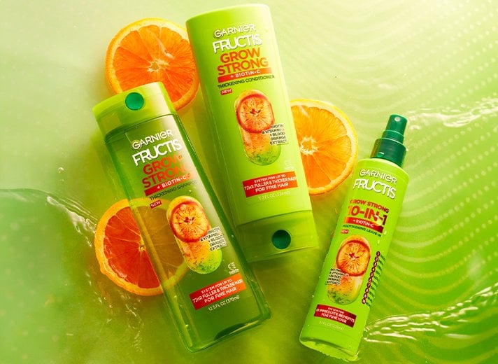 Volume and bounce: Fructis Grow Strong Thickening Shampoo - Garnier