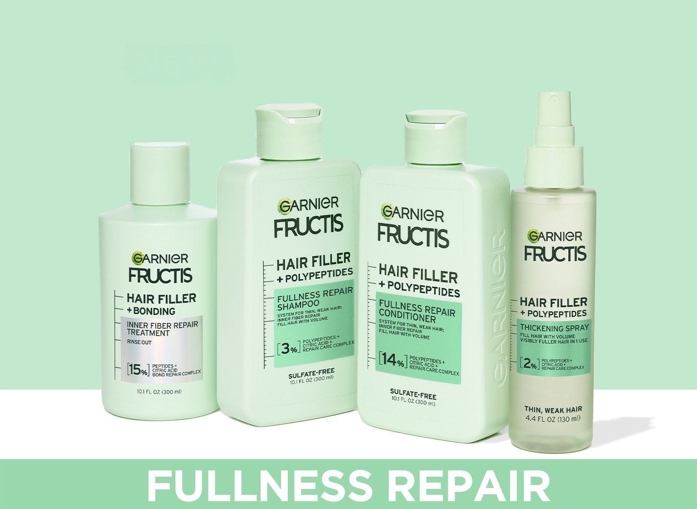 Hair Filler Fullness Repair System with green background
