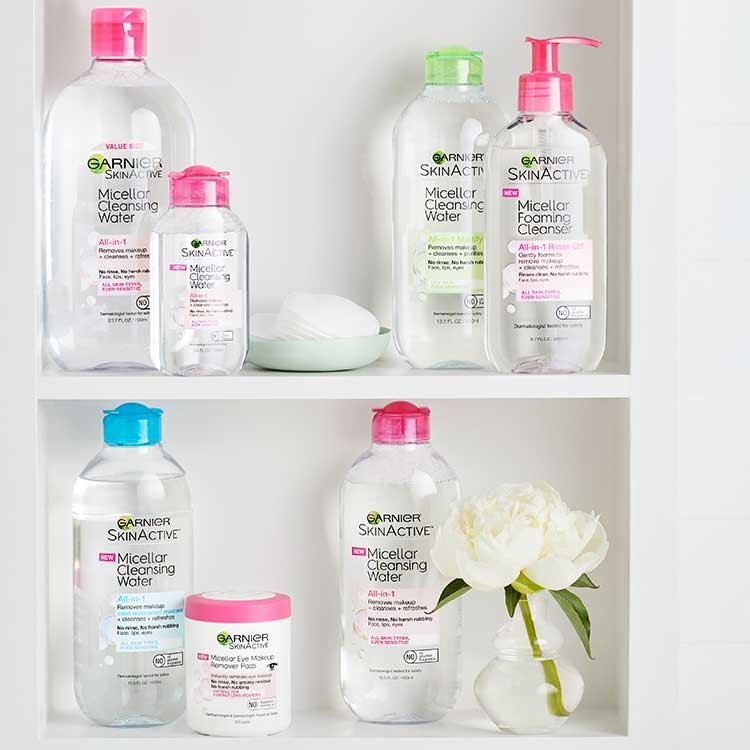 Garnier SkinActive Micellar Cleansing Water Family on Shelf
