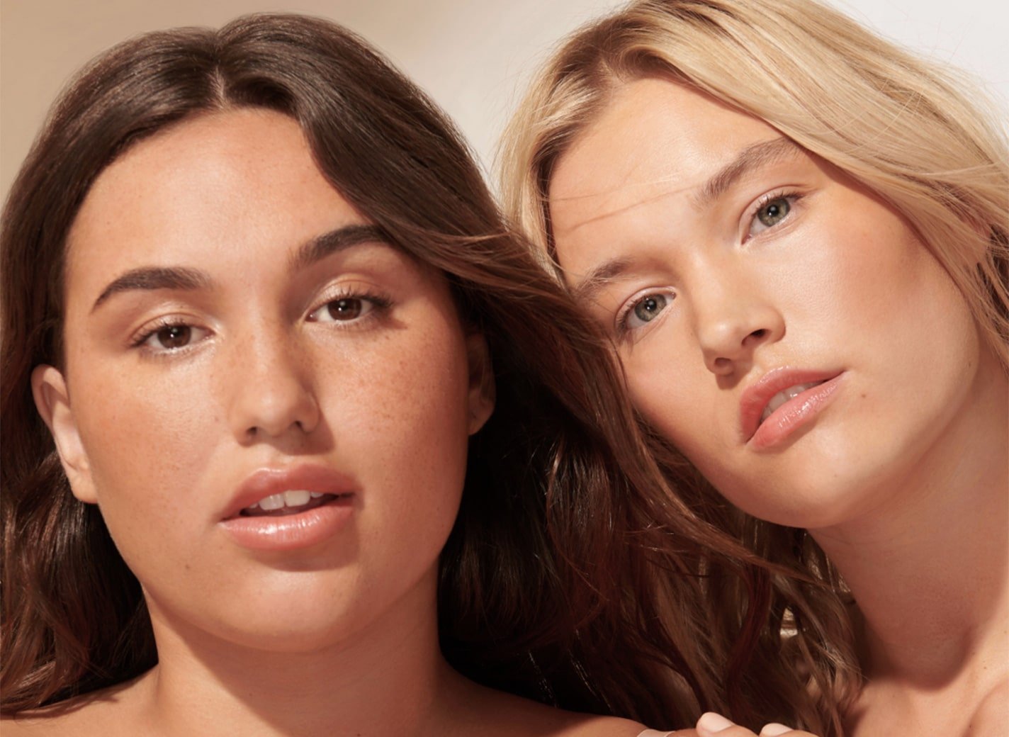 2 female models with combination skin
