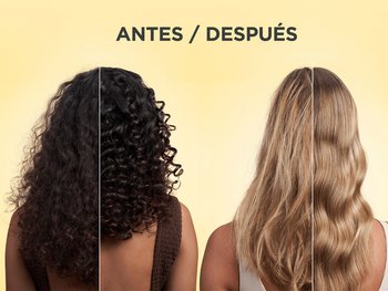 Before and after of blonde and brown haired models using Honey Water Moisture Repairing system.
