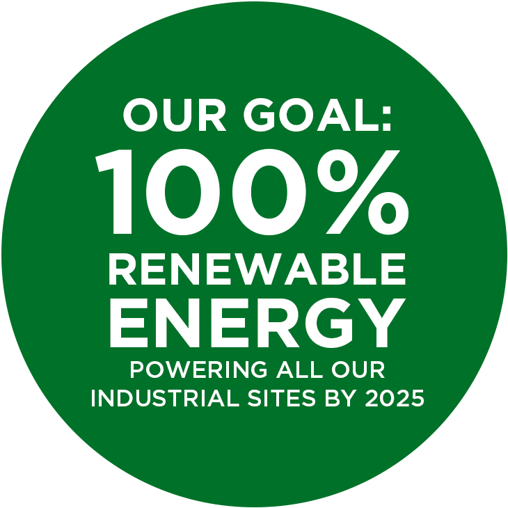 Our goal: 100% renewable energy powering all out industrial sites by 2025.