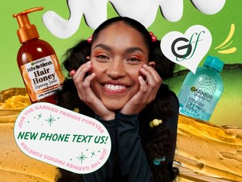 Girl posed with Garnier products