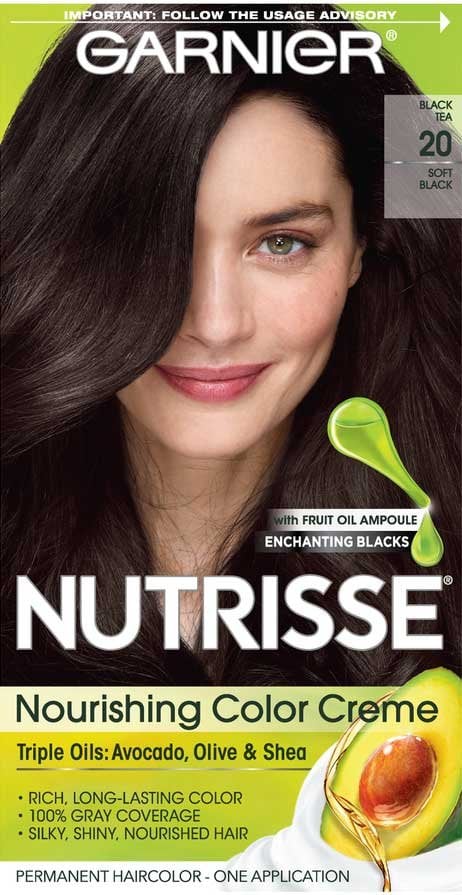 Garnier Nutrisse Nourishing Hair Color Creme, 020 Soft Black Black Tea -  Walmart.com