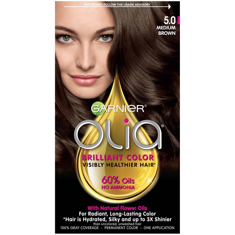 Olia Ammonia Free Permanent Hair Color Medium Brown Garnier