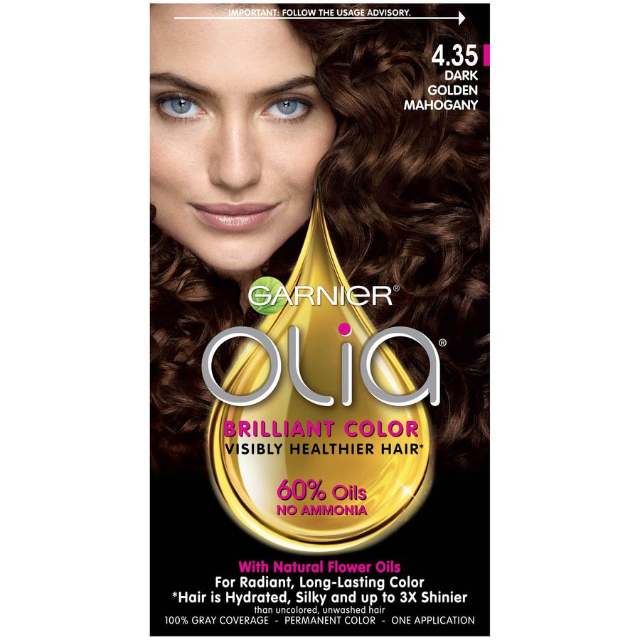 Olia Ammonia Free Dark Golden Mahogany Hair Color Garnier