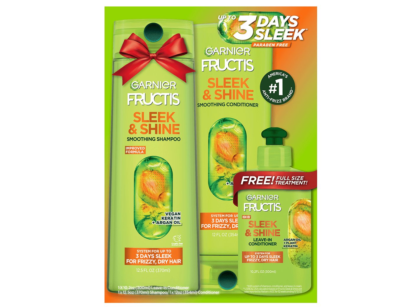 Garnier Fructis Sleek & Shine Smoothing Hair Care Holiday Gift Set