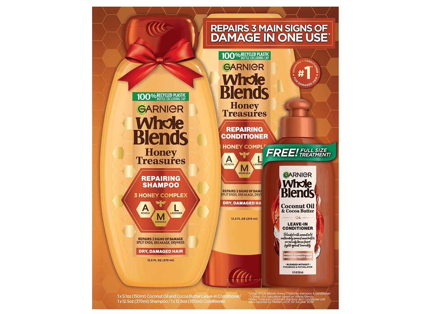 Garnier Whole Blends Honey Treasures Hair Care Holiday Gift Set
