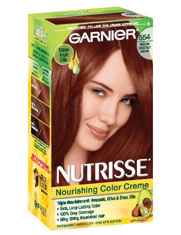 Garnier Nutrisse Nourishing Color Creme 554 - Medium Chestnut Brown (Roasted Pecan) Permanent Hair Color