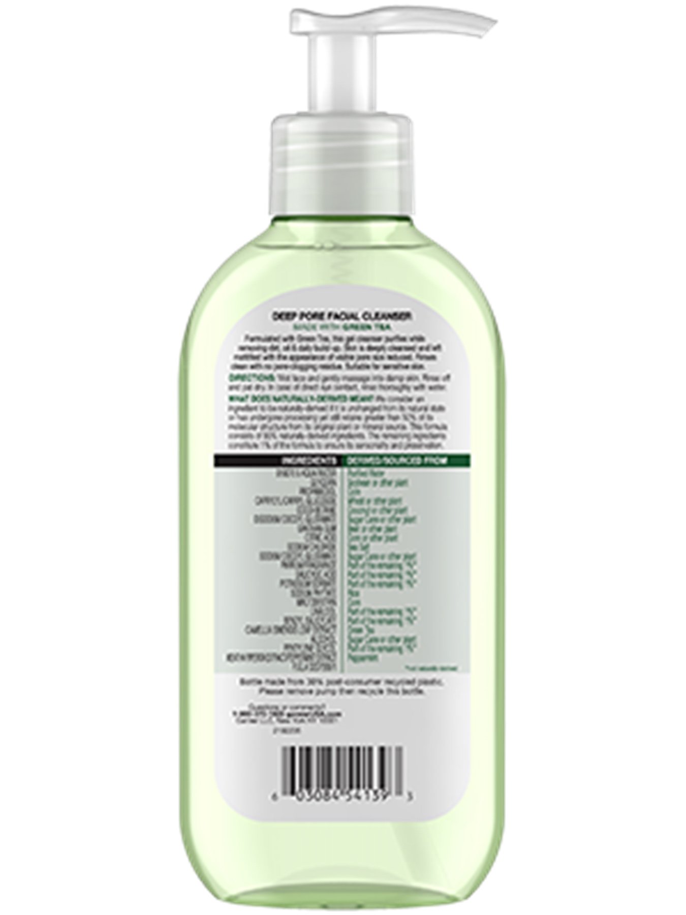 Back view of SkinActive Deep Pore Face Wash with Green Tea.