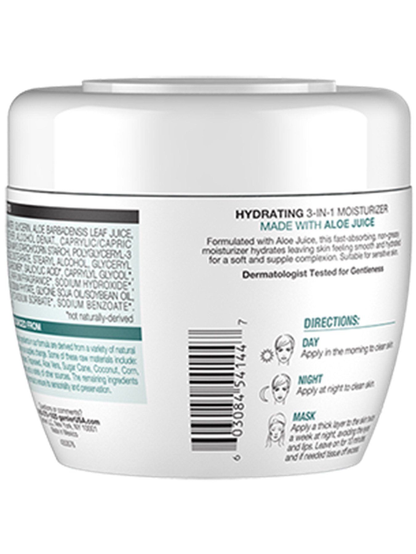 Back view of Garnier SkinActive Hydrating 3-in-1 Face Moisturizer with Aloe.