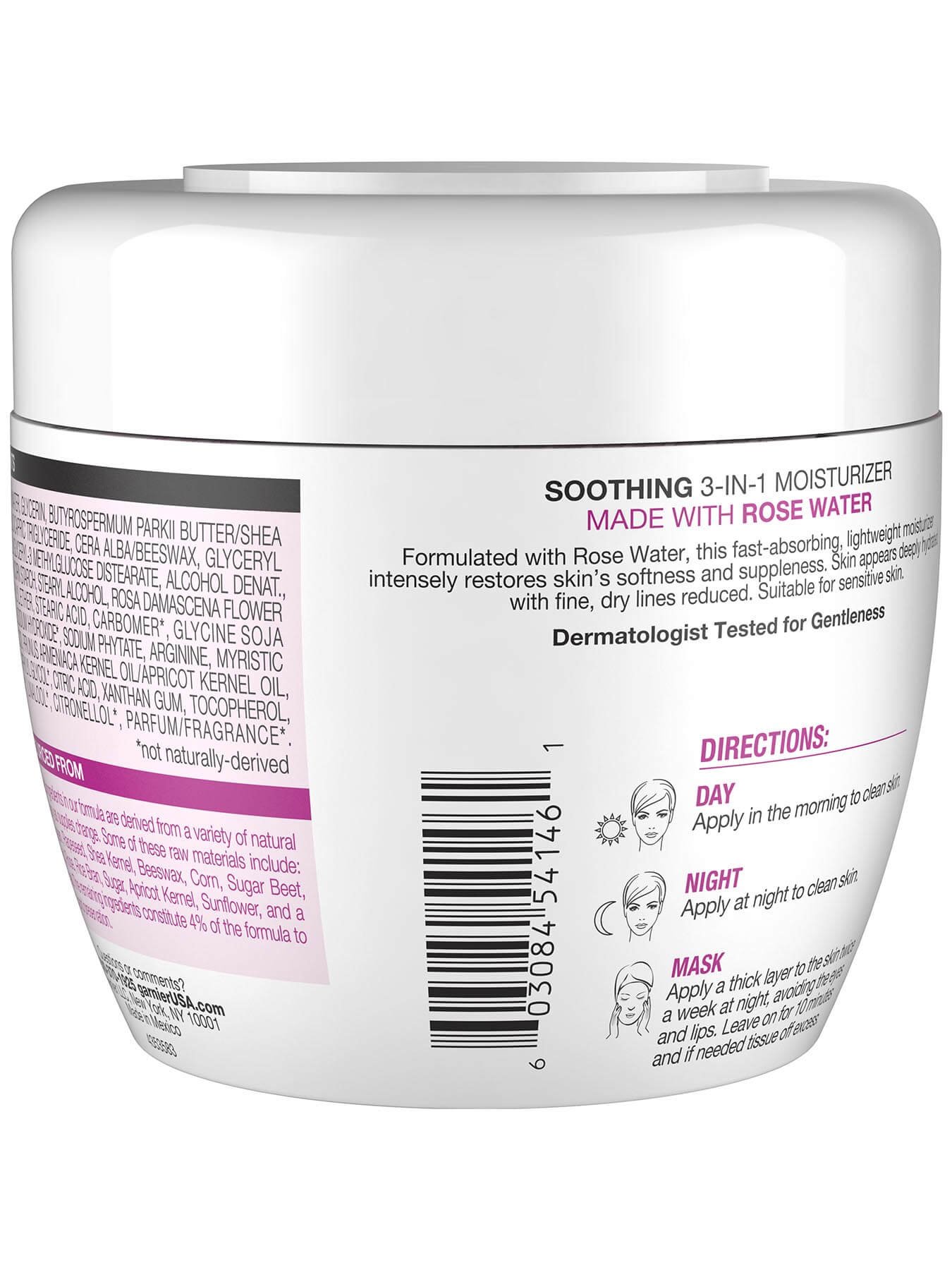 Back view of Soothing 3-in-1 Face Moisturizer with Rose Water.