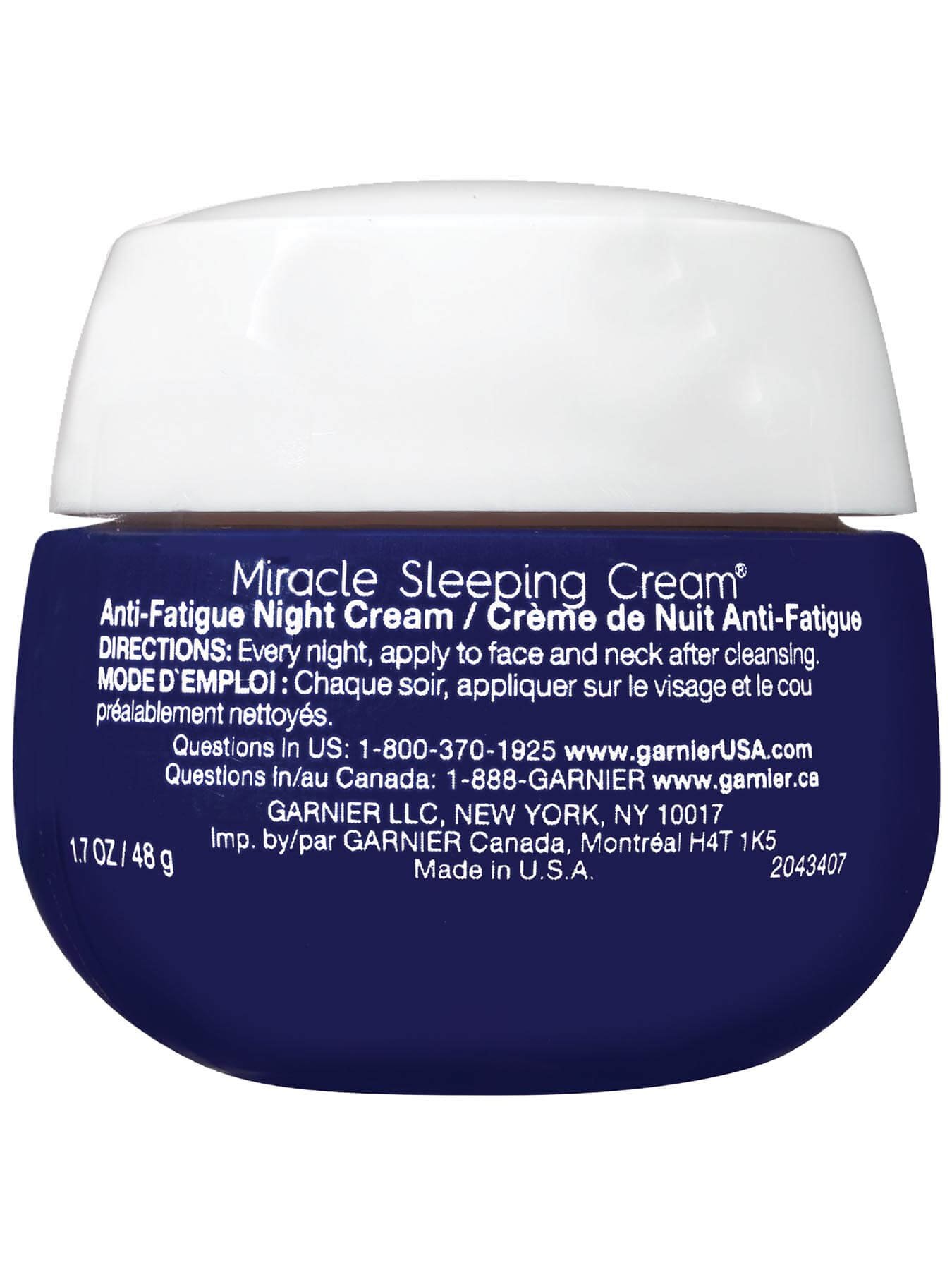 Back view of Ultra Lift Miracle Anti-Fatigue Sleeping Cream.