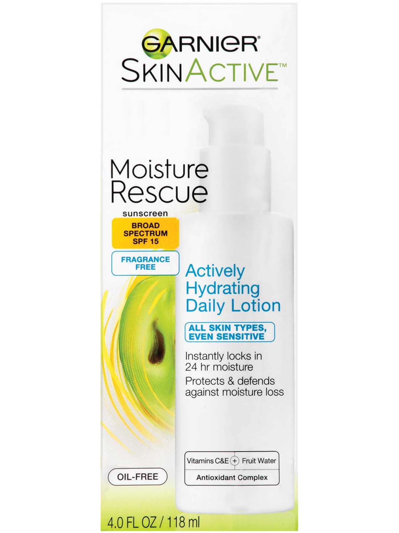 Moisture Rescue Broad Spectrum SPF 15, Fragrance Free, Actively Hydrating Daily Lotion.