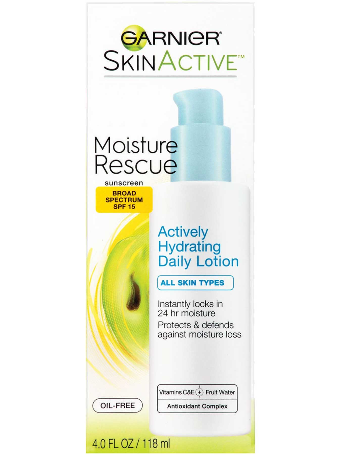 Front view of Moisture Rescue Broad Spectrum SPF 15, Actively Hydrating Daily Lotion.