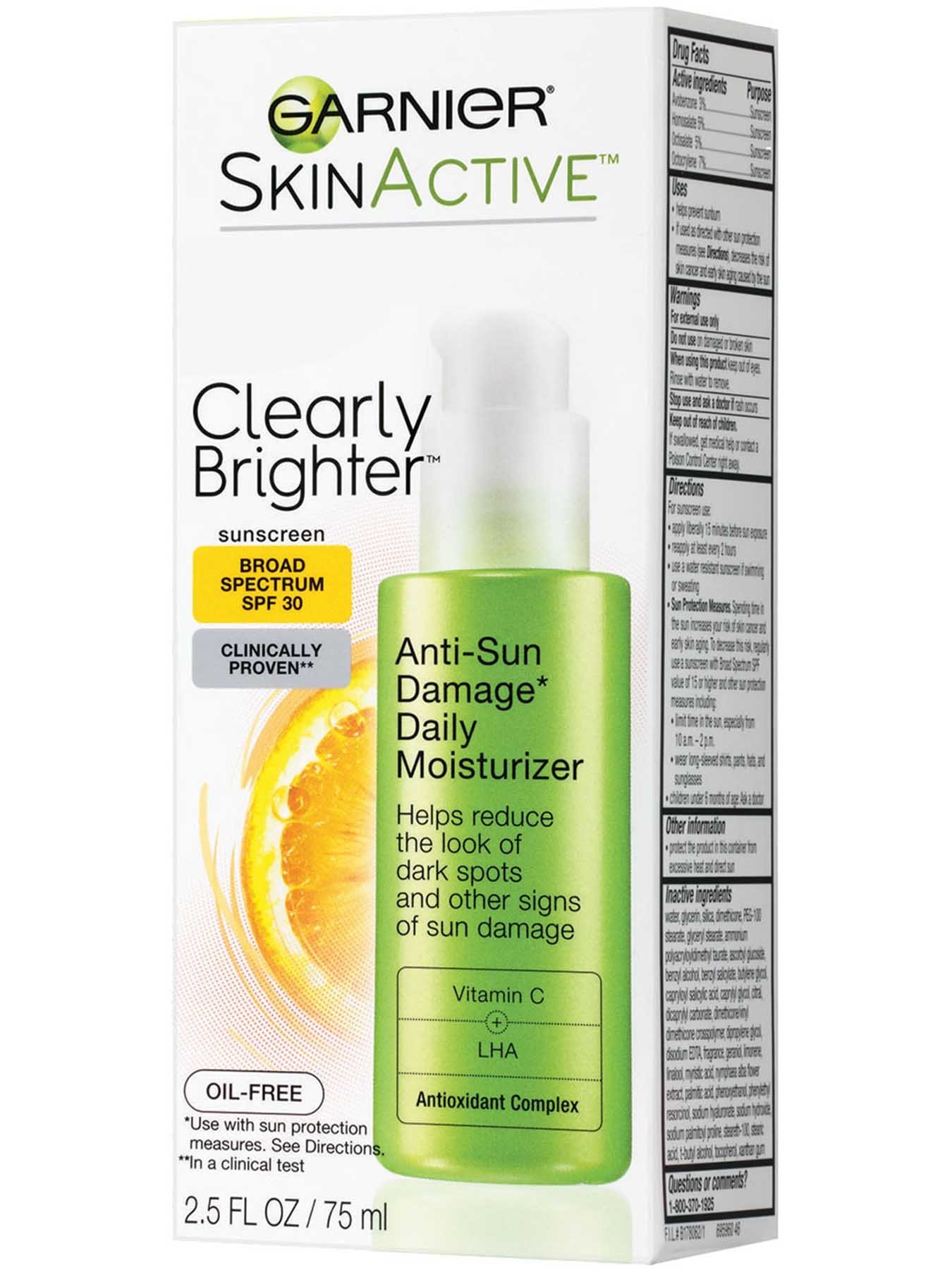 Left Side view of Clearly Brighter Broad Spectrum SPF 30 Anti-Sun Damage Daily Moisturizer.