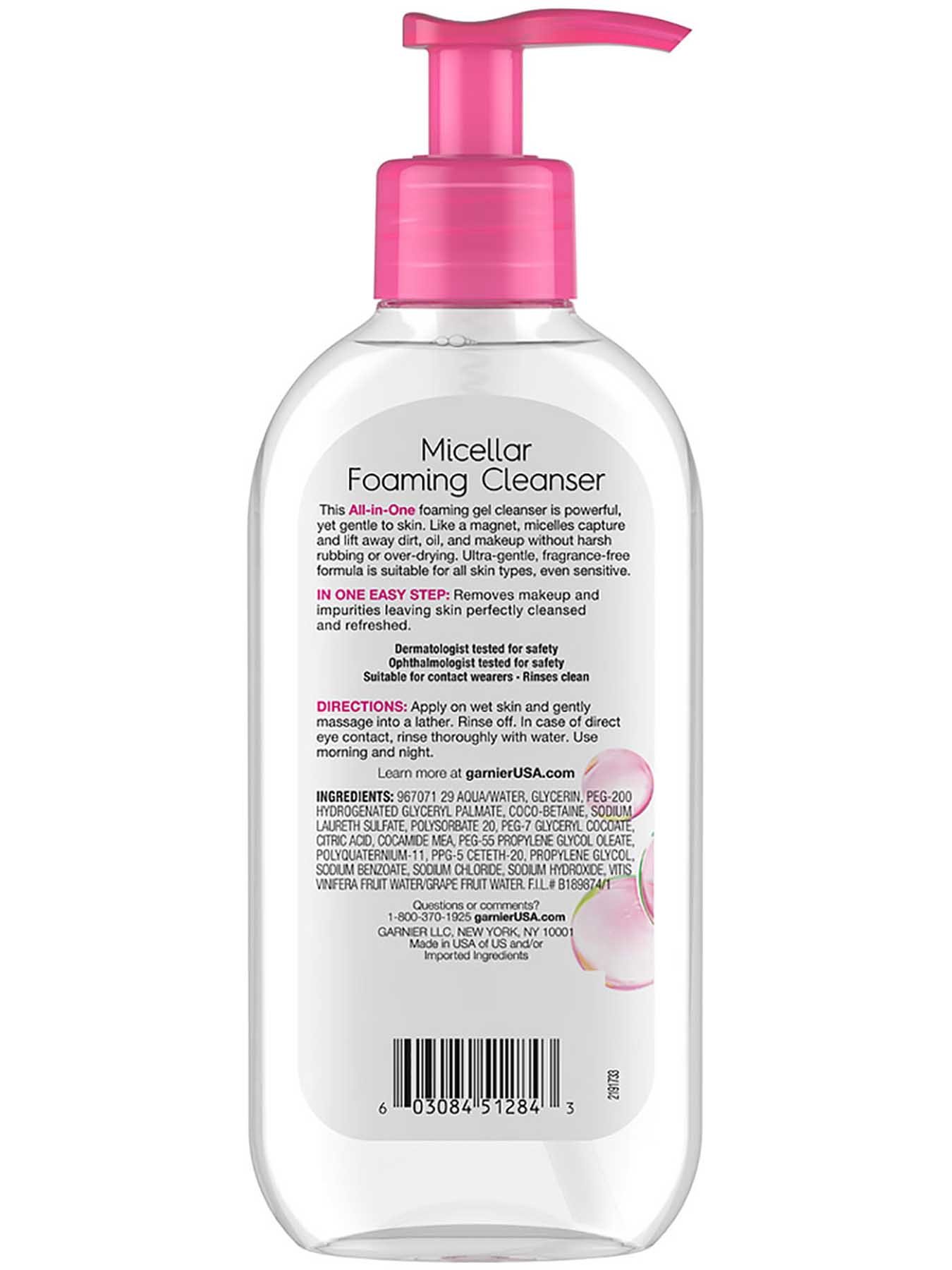 Back view of Pink Cap Foaming Gel Cleanser.