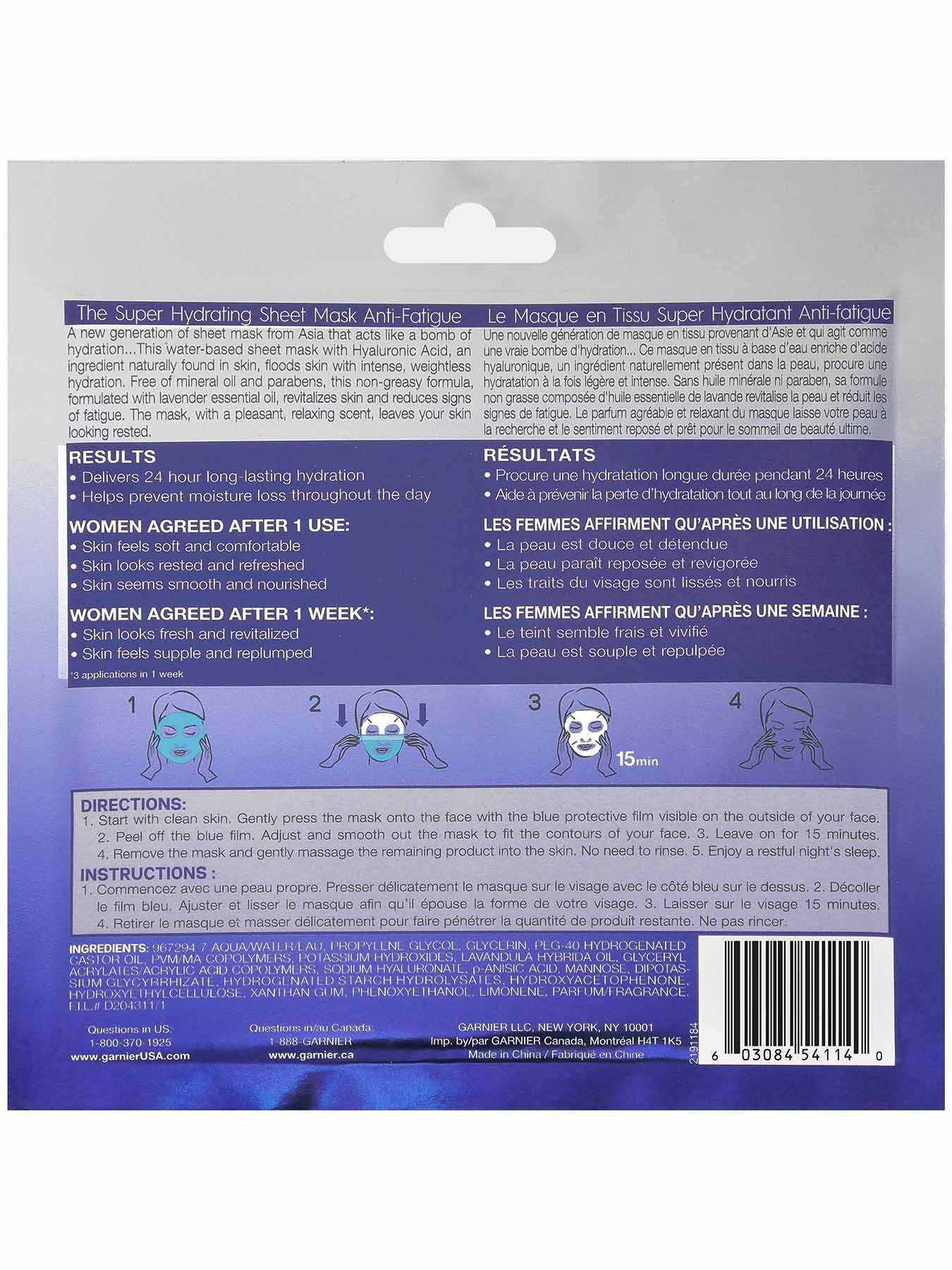 Back view of The Super Hydrating Sheet Mask - Anti-Fatigue.