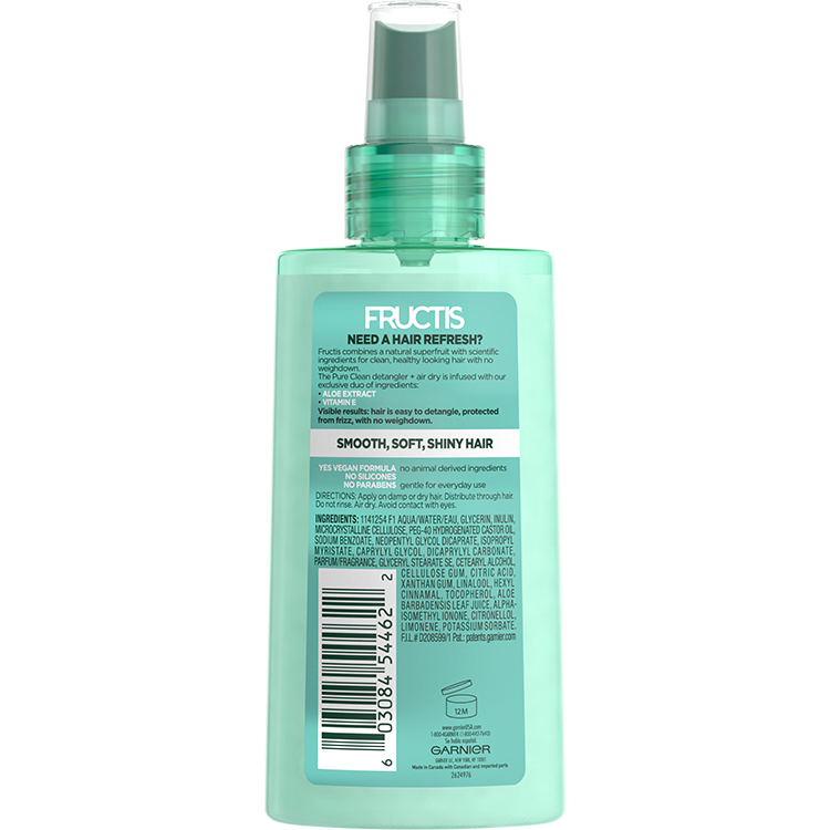 Back view of Pure Clean Aloe Detangler for Oily Hair.