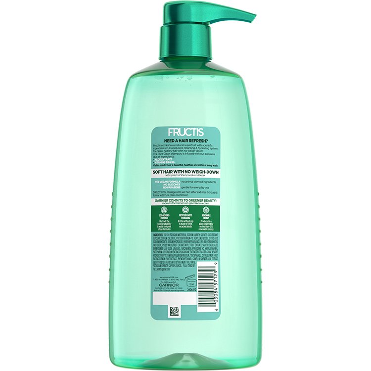 Fructis Pure Clean Shampoo 33.8 floz back