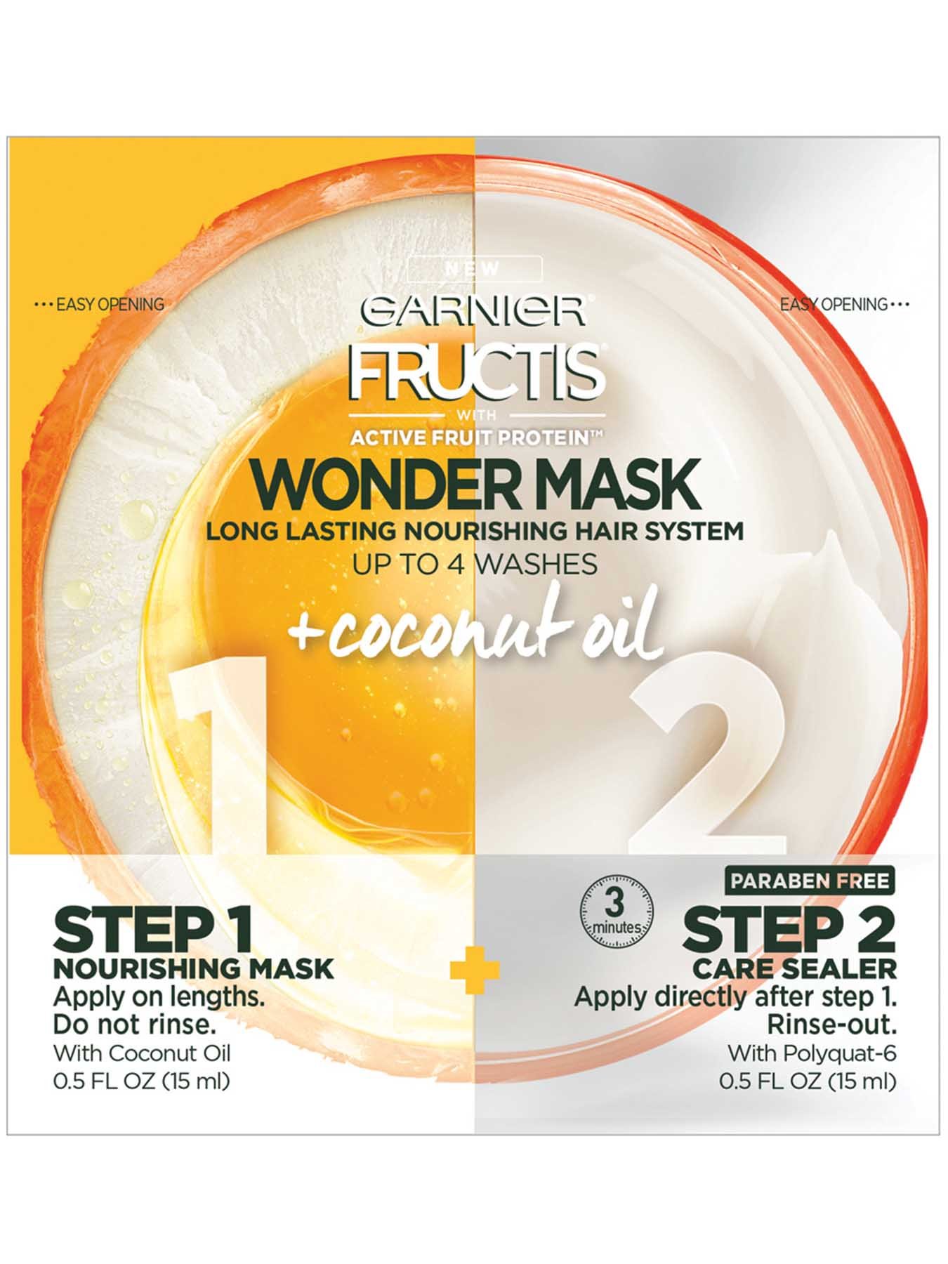 Front view of Wonder Mask with Active Fruit Protein Plus Coconut Oil.