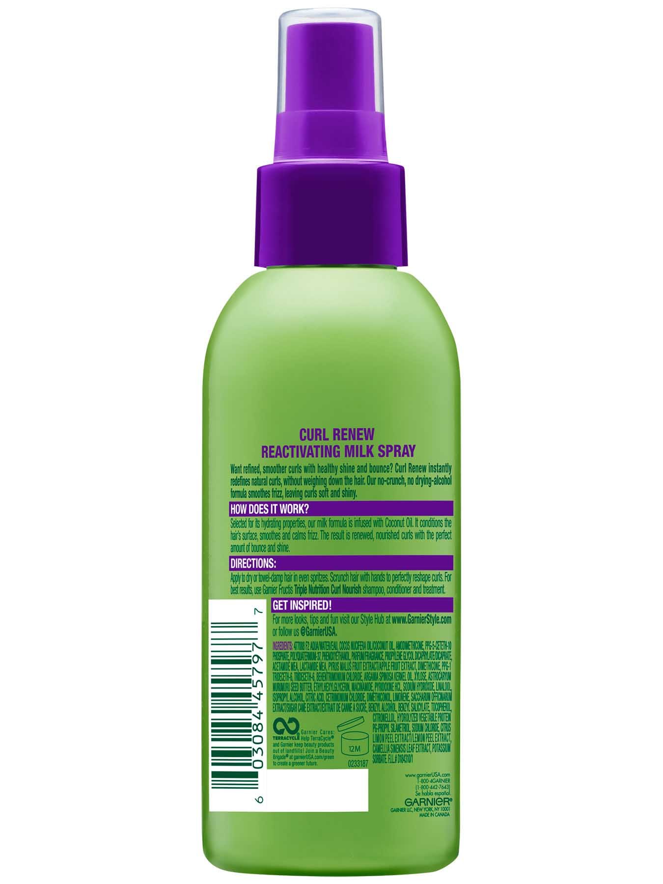 Back view of Curl Renew Reactivating Milk Spray.