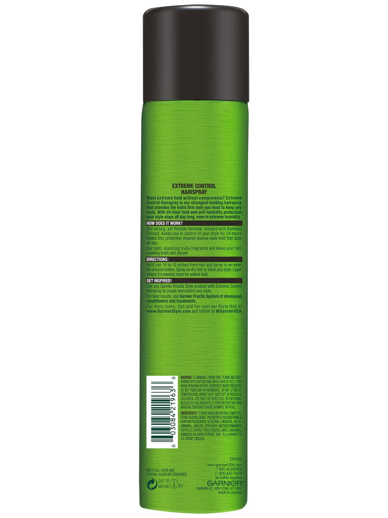 Back view of Extreme Control Anti-Humidity Aerosol Hair Spray.