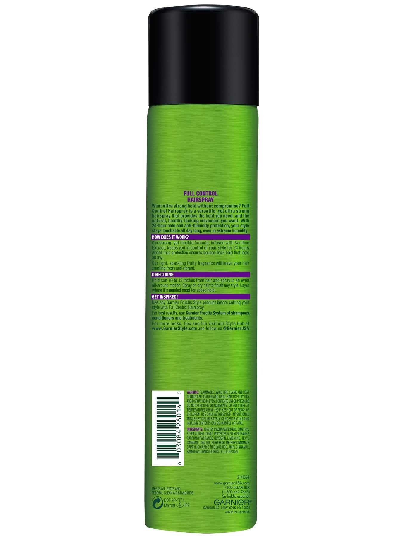 Back view of Full Control Anti-Humidity Aerosol Hairspray.